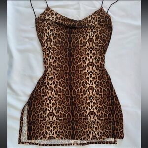 SHEIN Cheetah Print side split mini dress